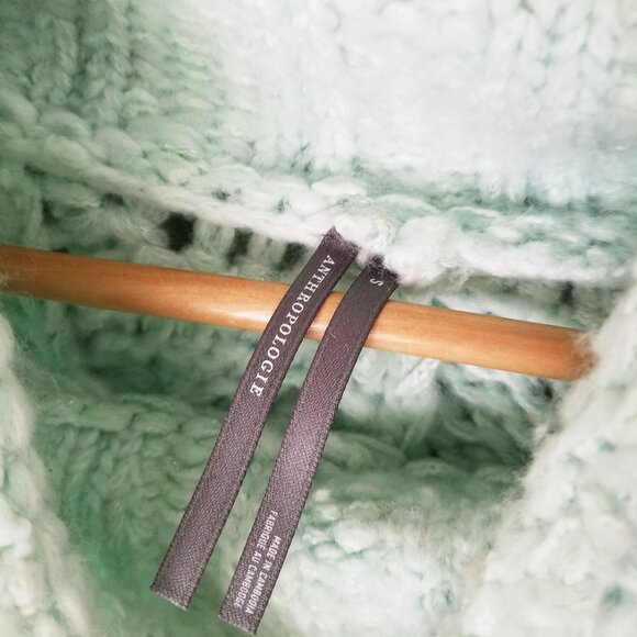 NEW By Anthropologie Fisherman Sweater Mint Size S Chunky Cable Knit Mock $168 - Picture 10 of 16
